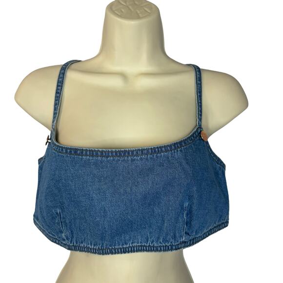 Wrangler + STAUD The Jean Cropped Denim Top Sexy Women's M New - Picture 2 of 15